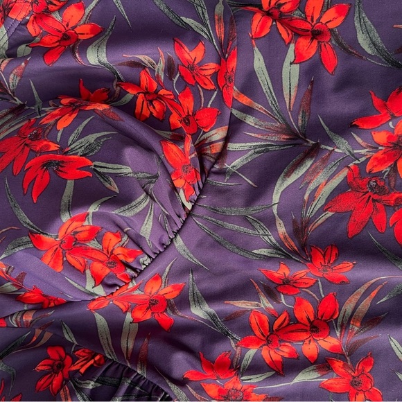 Red and Purple One-Piece Swimwear with Flutter Sleeves‎ - Picture 12 of 13